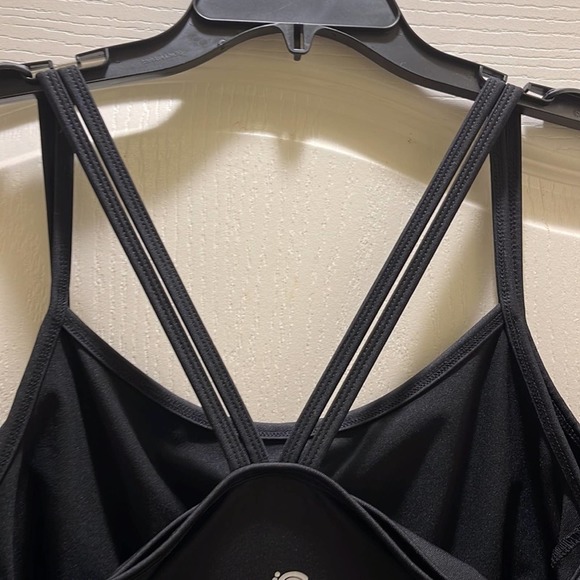 Inmotion black double stripe bathing suit Top with build in sports bra. - Picture 4 of 9